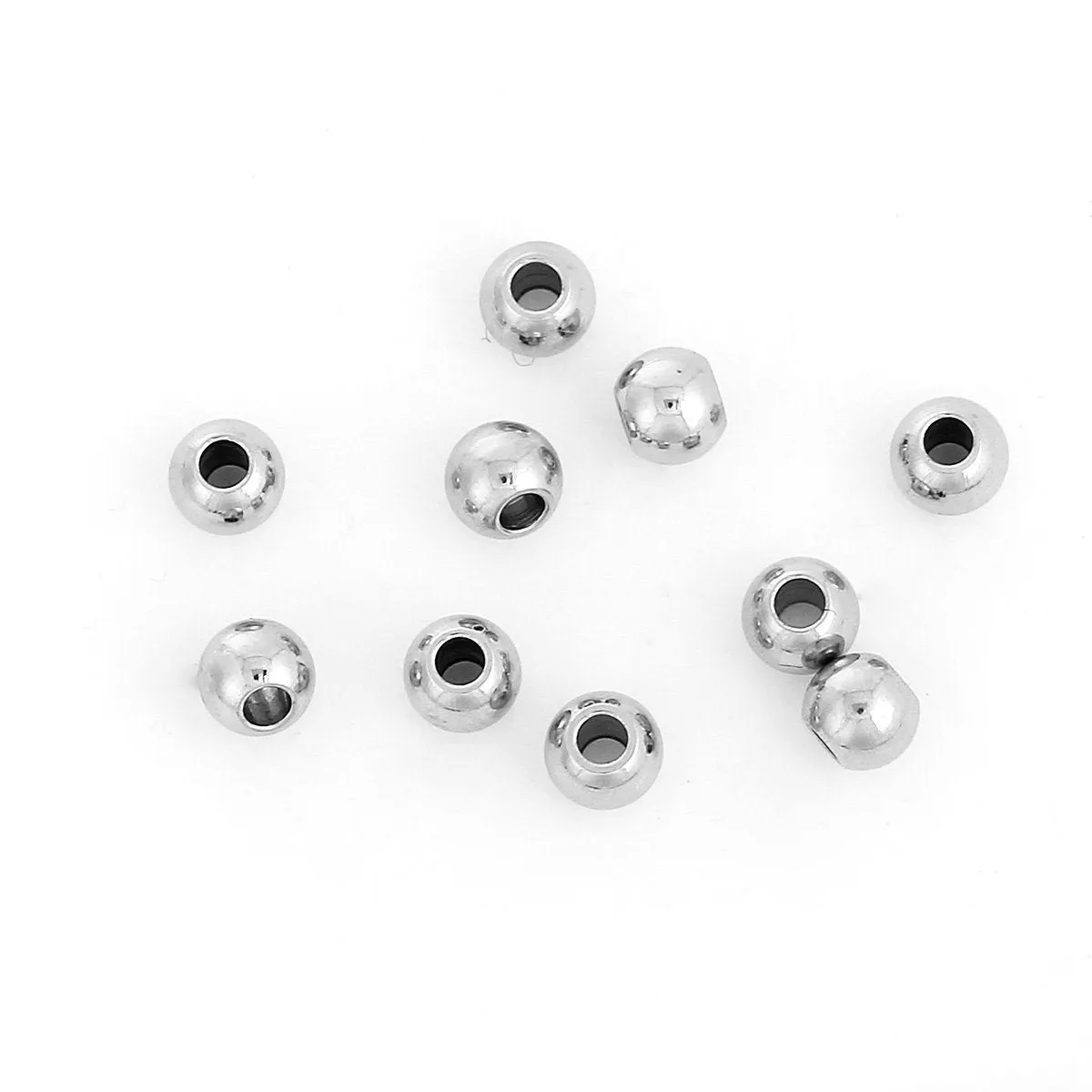 10 high-quality polished stainless steel seamless beads - All sizes