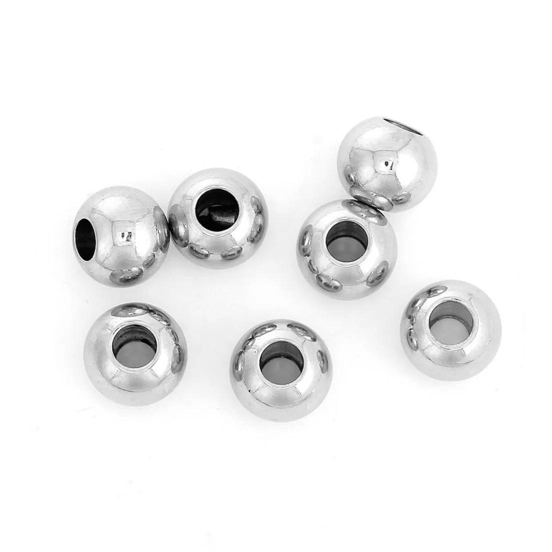 10 high-quality polished stainless steel seamless beads - All sizes