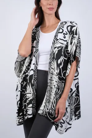 225199 Black & White Aura Patchwork Caridgan