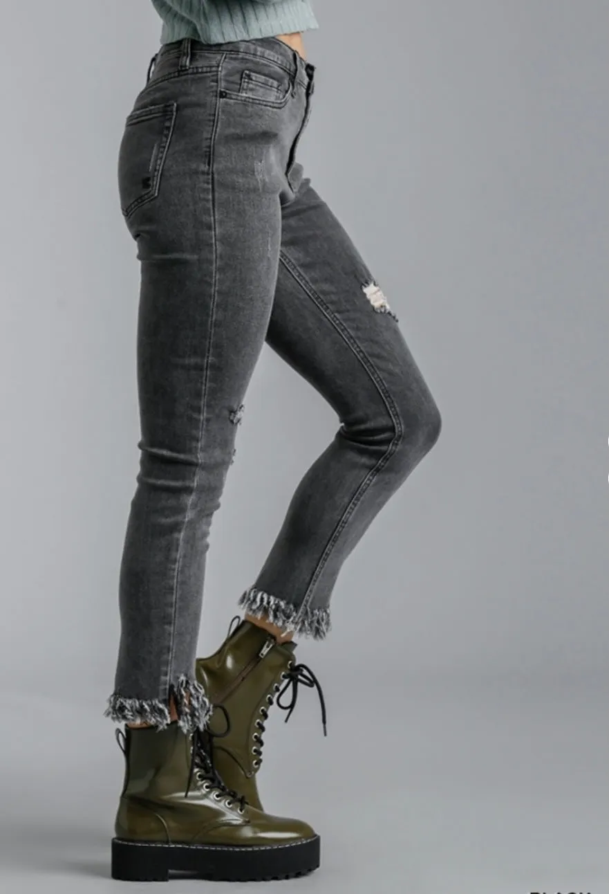 Anne Fringe Hem Skinny Jeans