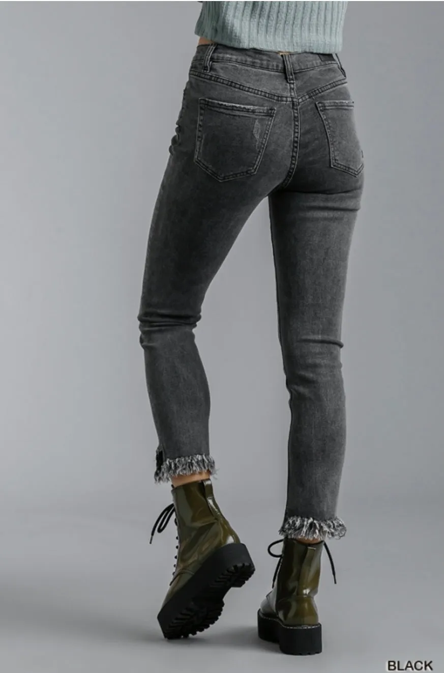 Anne Fringe Hem Skinny Jeans