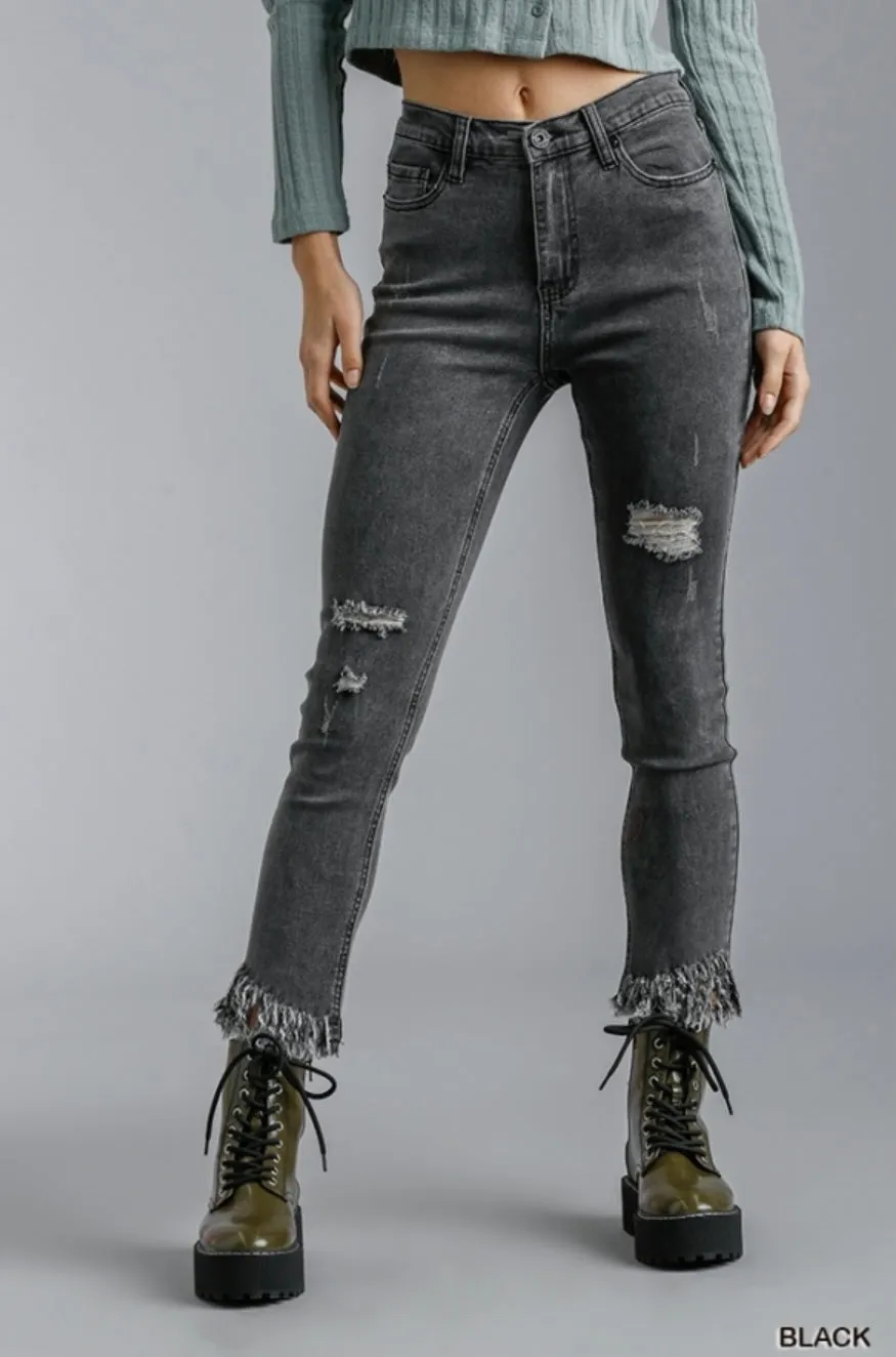 Anne Fringe Hem Skinny Jeans
