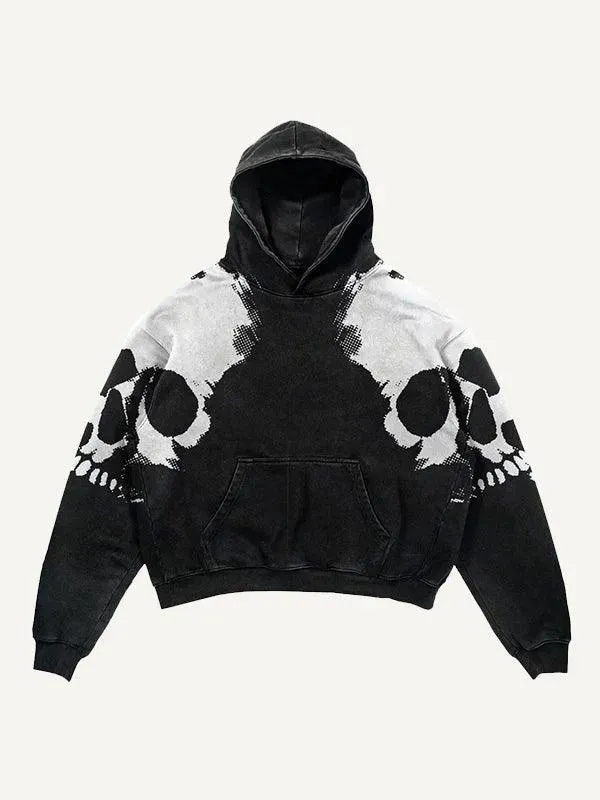 Colorblock Skull Print Pocket 3D Hoodie - Multiple Colors