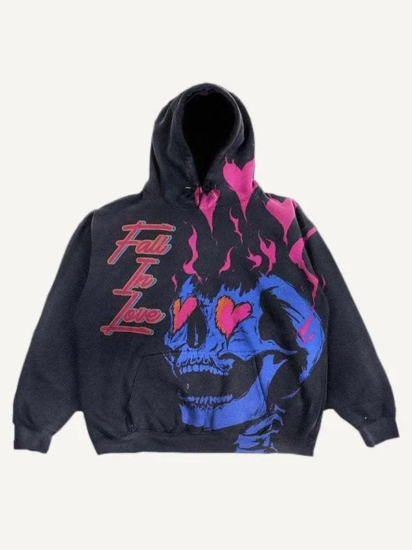 Colorblock Skull Print Pocket 3D Hoodie - Multiple Colors
