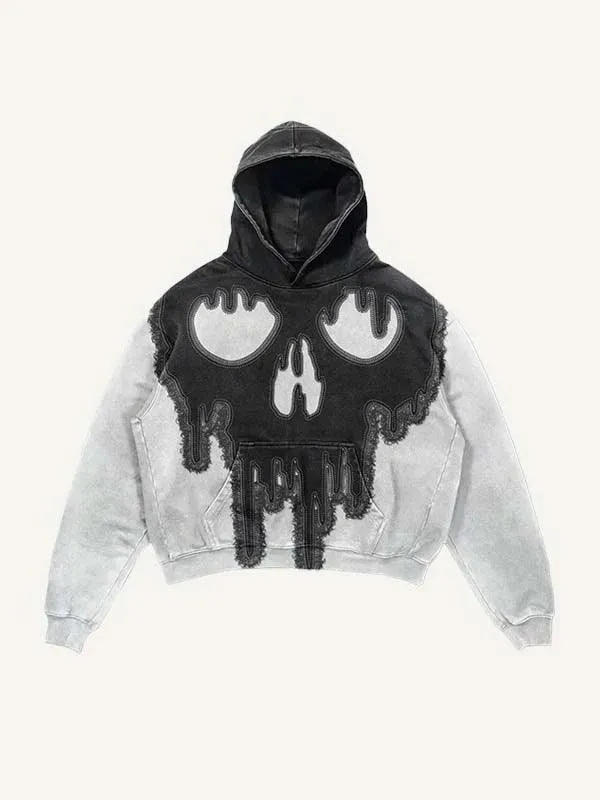 Colorblock Skull Print Pocket 3D Hoodie - Multiple Colors