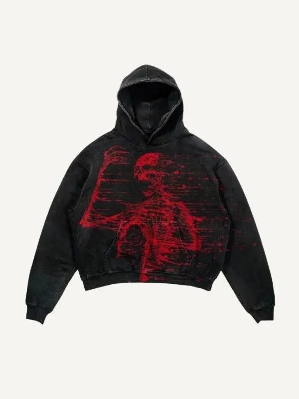 Colorblock Skull Print Pocket 3D Hoodie - Multiple Colors