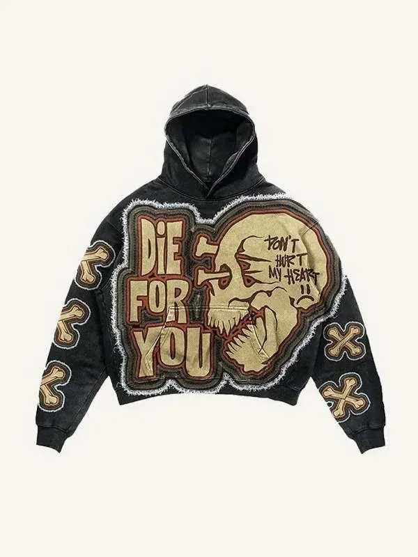 Colorblock Skull Print Pocket 3D Hoodie - Multiple Colors