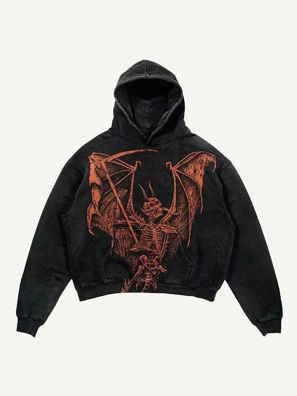 Colorblock Skull Print Pocket 3D Hoodie - Multiple Colors