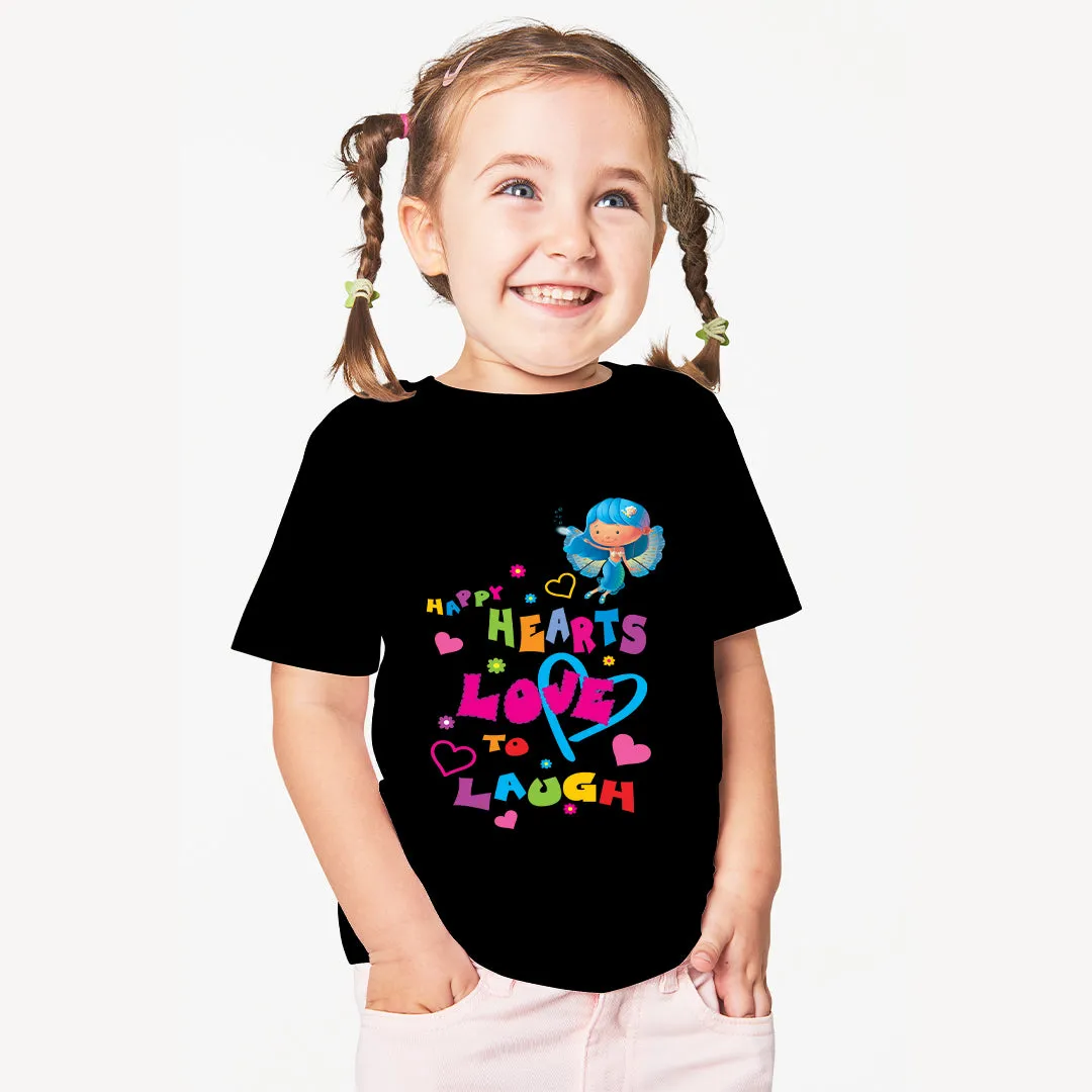 Colour Fairies Kids' T-Shirt - Hearts, Love, Laugh - For Toddlers, Girls - 100% Cotton Tshirt