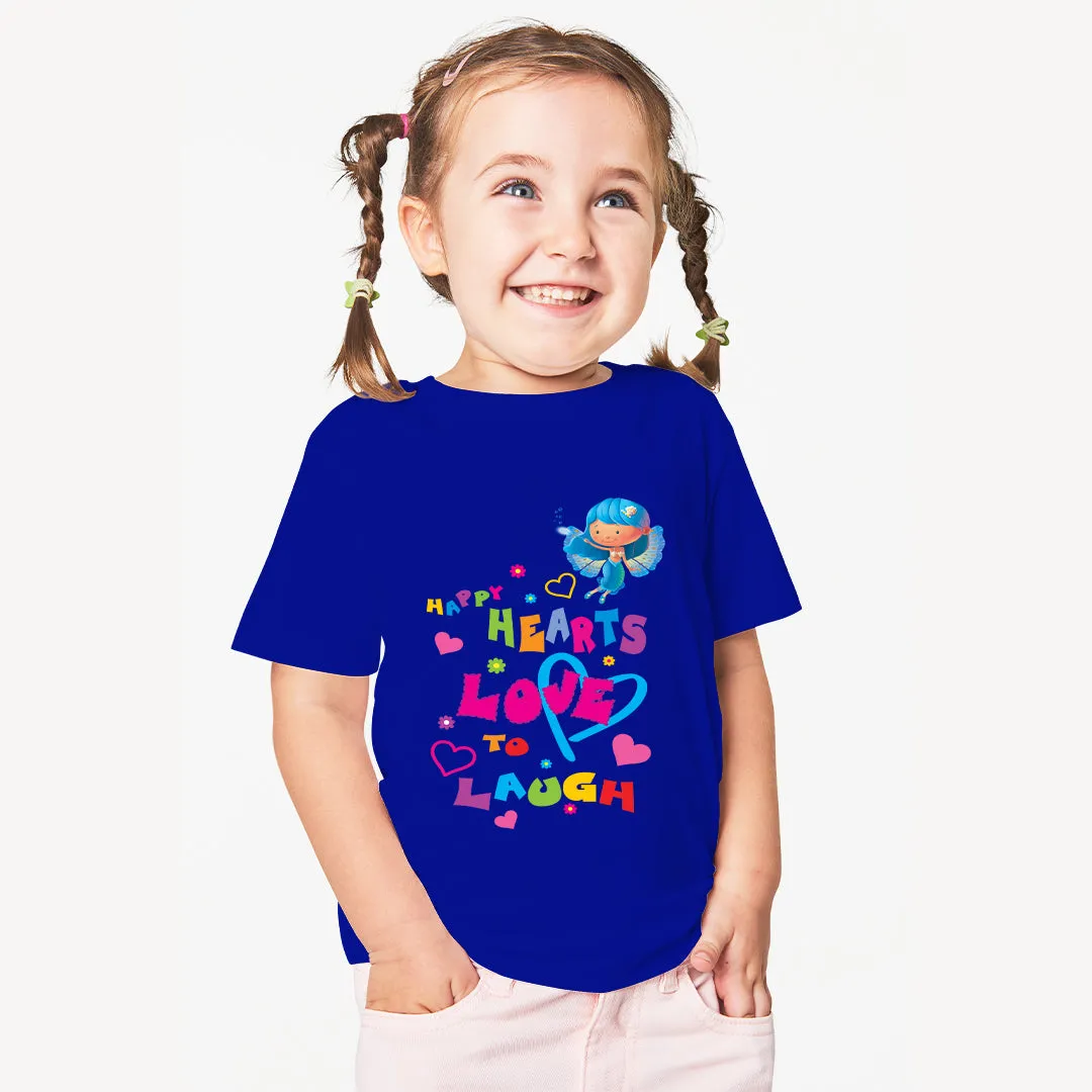Colour Fairies Kids' T-Shirt - Hearts, Love, Laugh - For Toddlers, Girls - 100% Cotton Tshirt