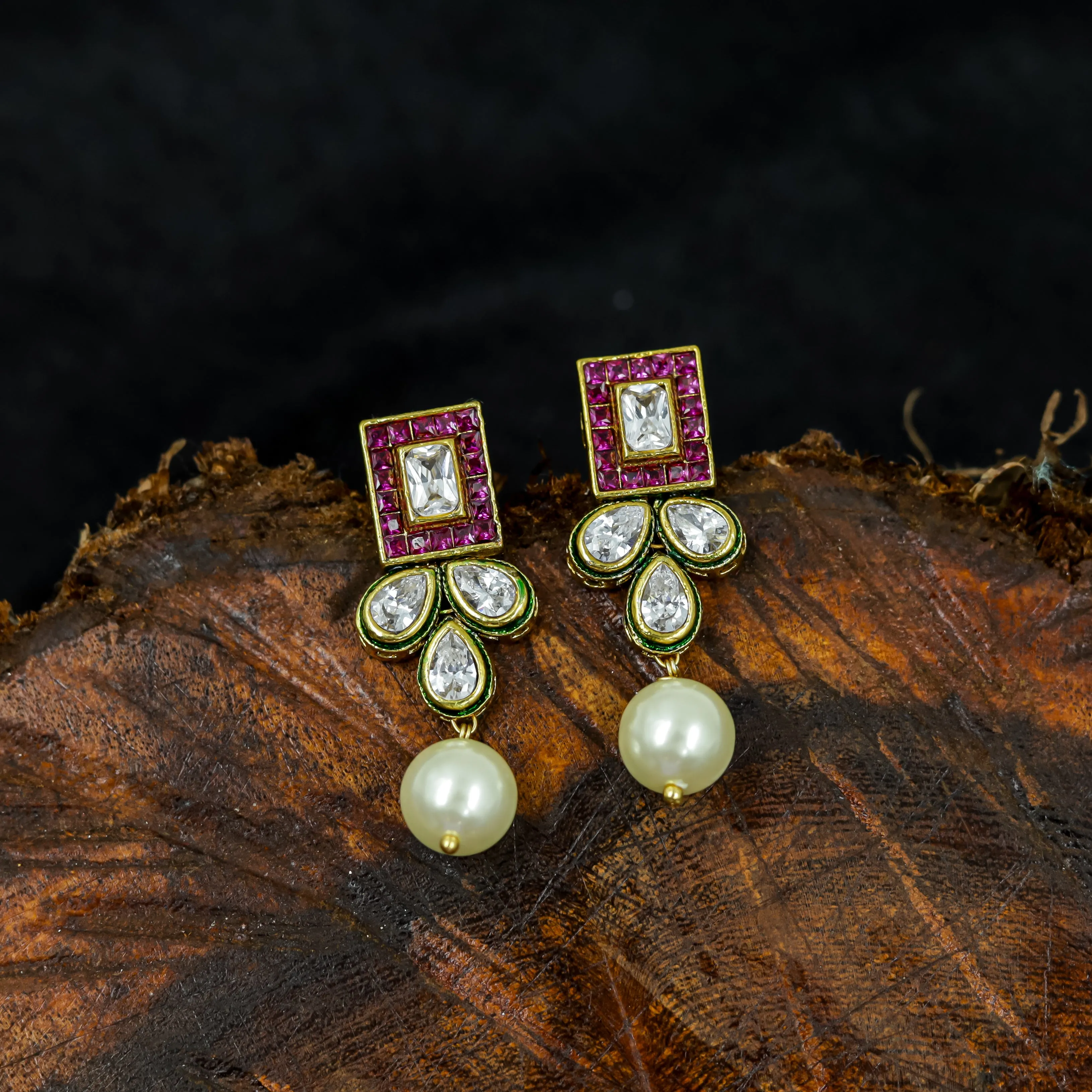 High Quality Light Weight Polki Pendant Set  7169-0295