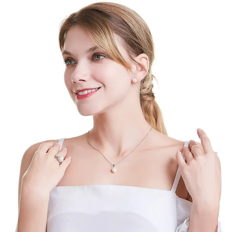 High Quality Pendant Necklace/Earrings/Ring Pearl Jewelry Set