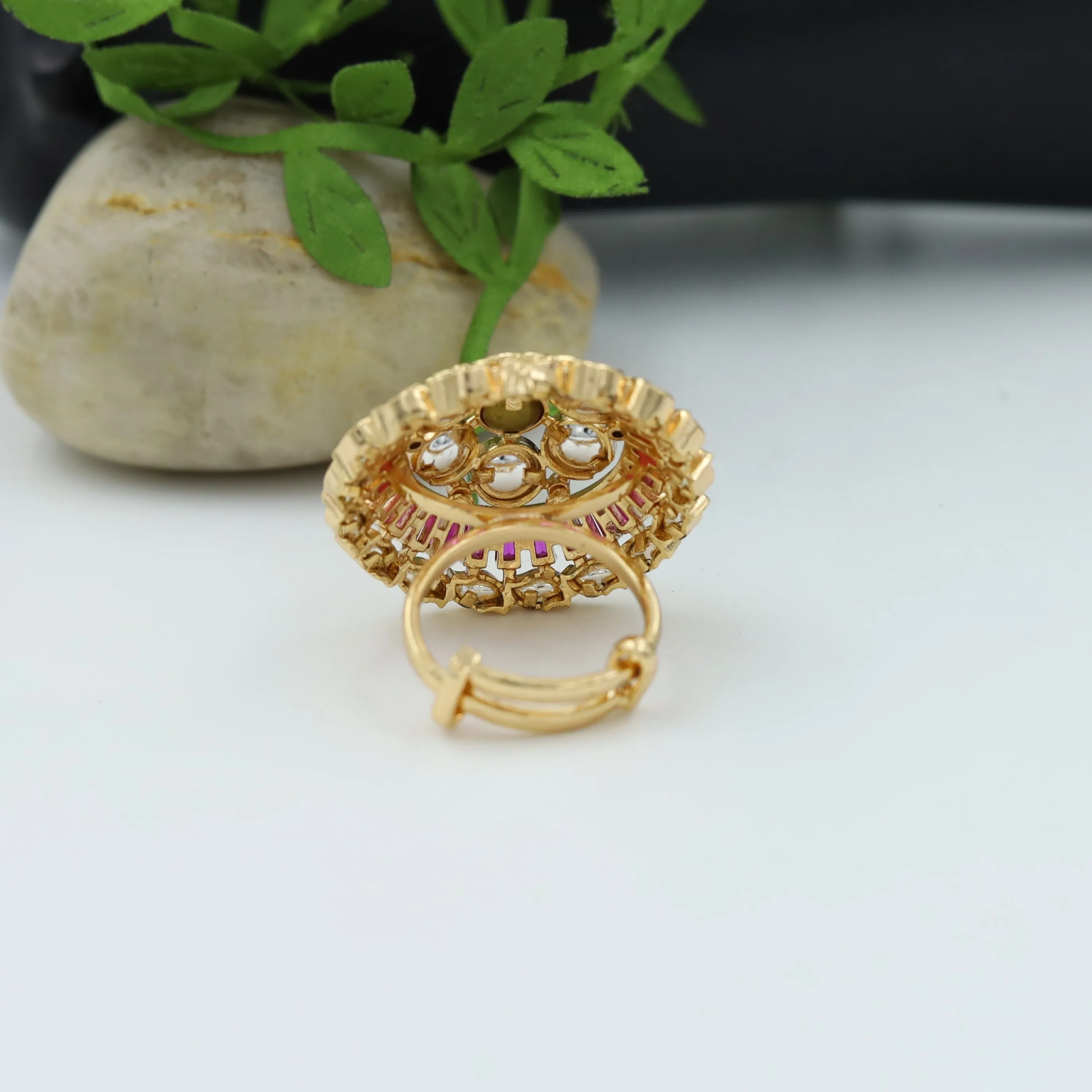 High Quality Ruby Kundan Adjustable Cocktail Ring 16203-3350