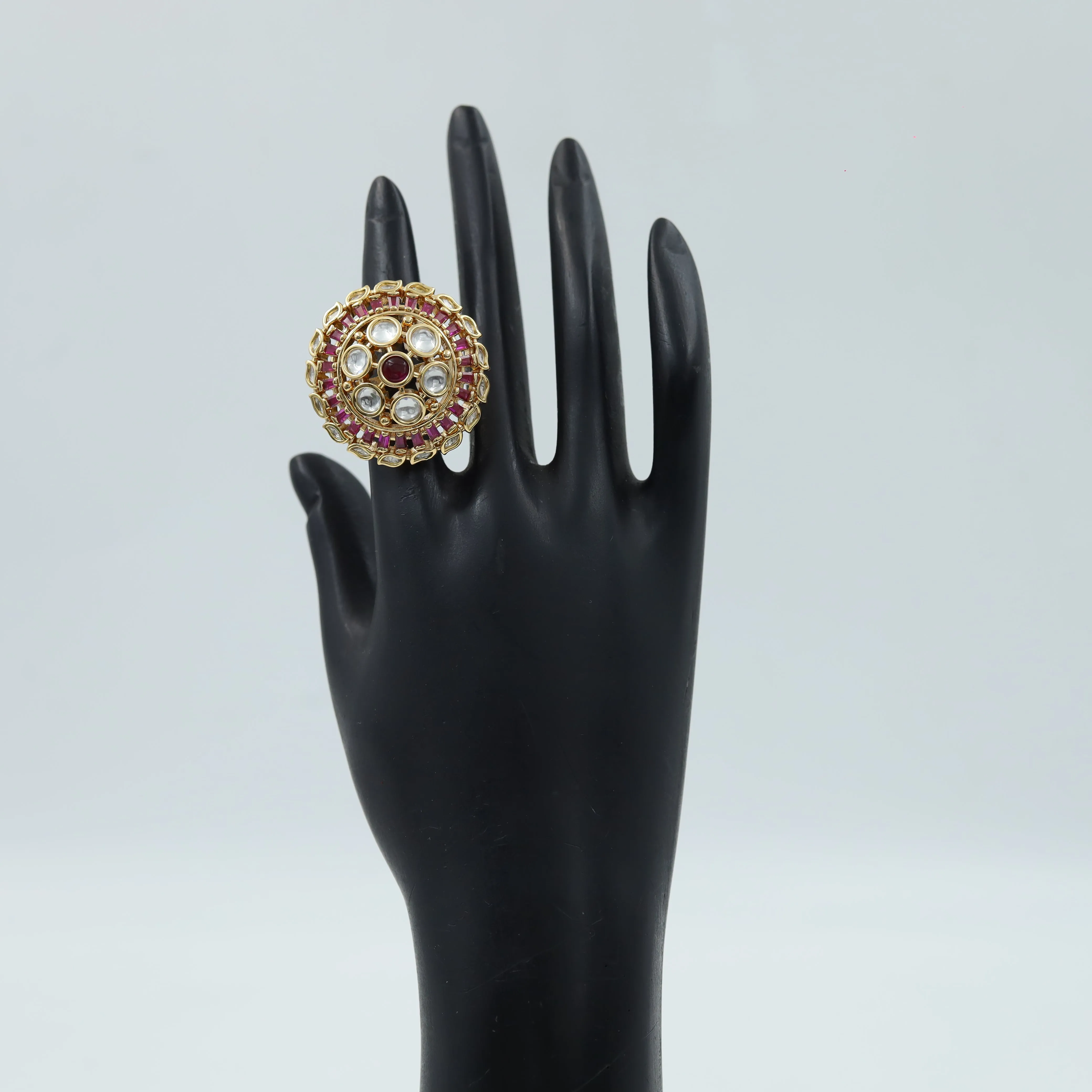 High Quality Ruby Kundan Adjustable Cocktail Ring 16203-3350