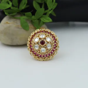 High Quality Ruby Kundan Adjustable Cocktail Ring 16203-3350